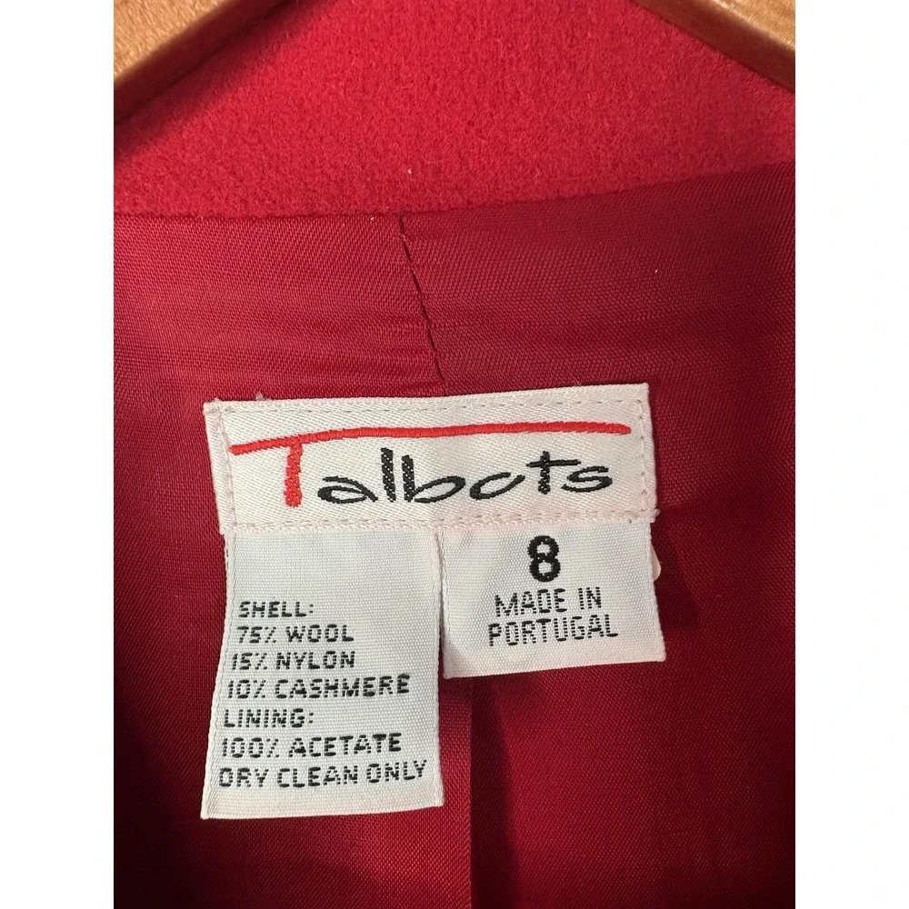 Vintage Talbots Red Wool Double Breasted Blazer Gold Buttons Women Size 8 - Picture 6 of 6